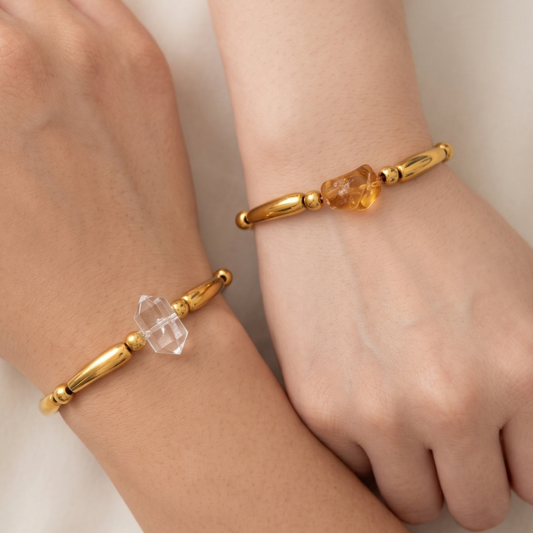 Garo Bead Bracelet (Gold Clear Quartz)