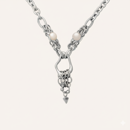 Daphna Chainmail Shell Necklace - Silver