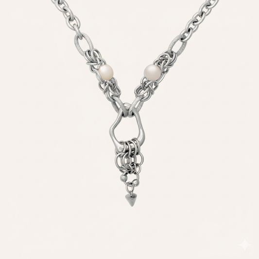 Daphna Chainmail Shell Necklace - Silver