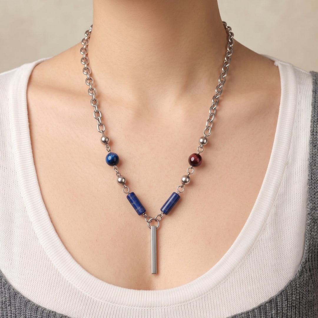 George Galaxy Tiger Eye Bar Necklace