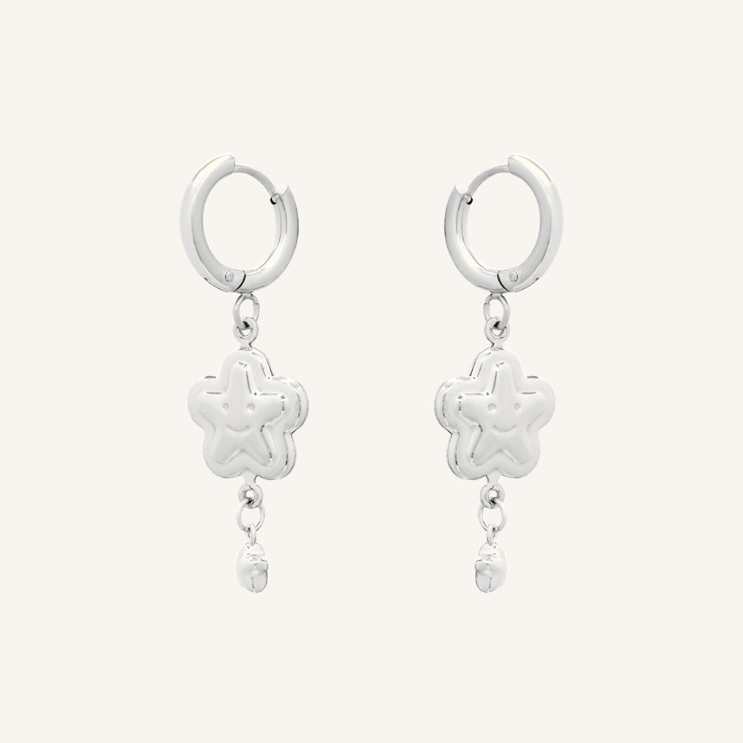 Gian Smiley Star Hoop Earring (Silver) - BLFX