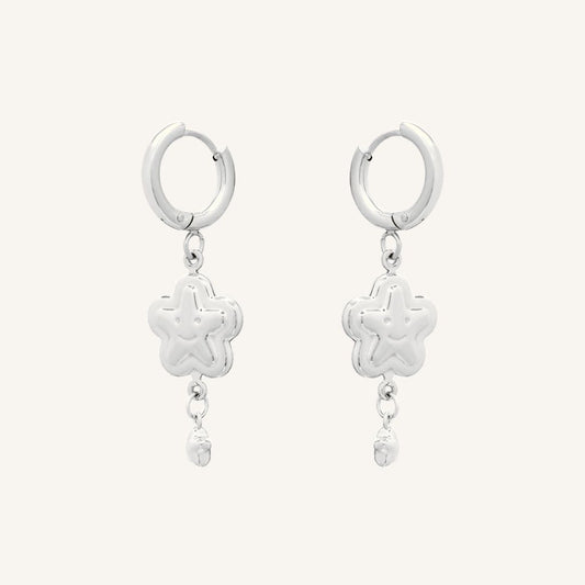 Gian Smiley Star Hoop Earring (Silver) - BLFX
