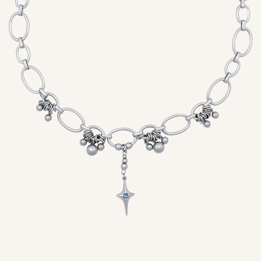 Gilroy Blue Star Bead Chain Necklace - BLFX
