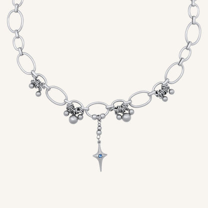 Gilroy Blue Star Bead Chain Necklace - BLFX