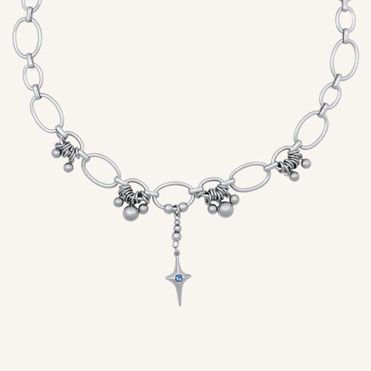 Gilroy Blue Star Bead Chain Necklace - BLFX