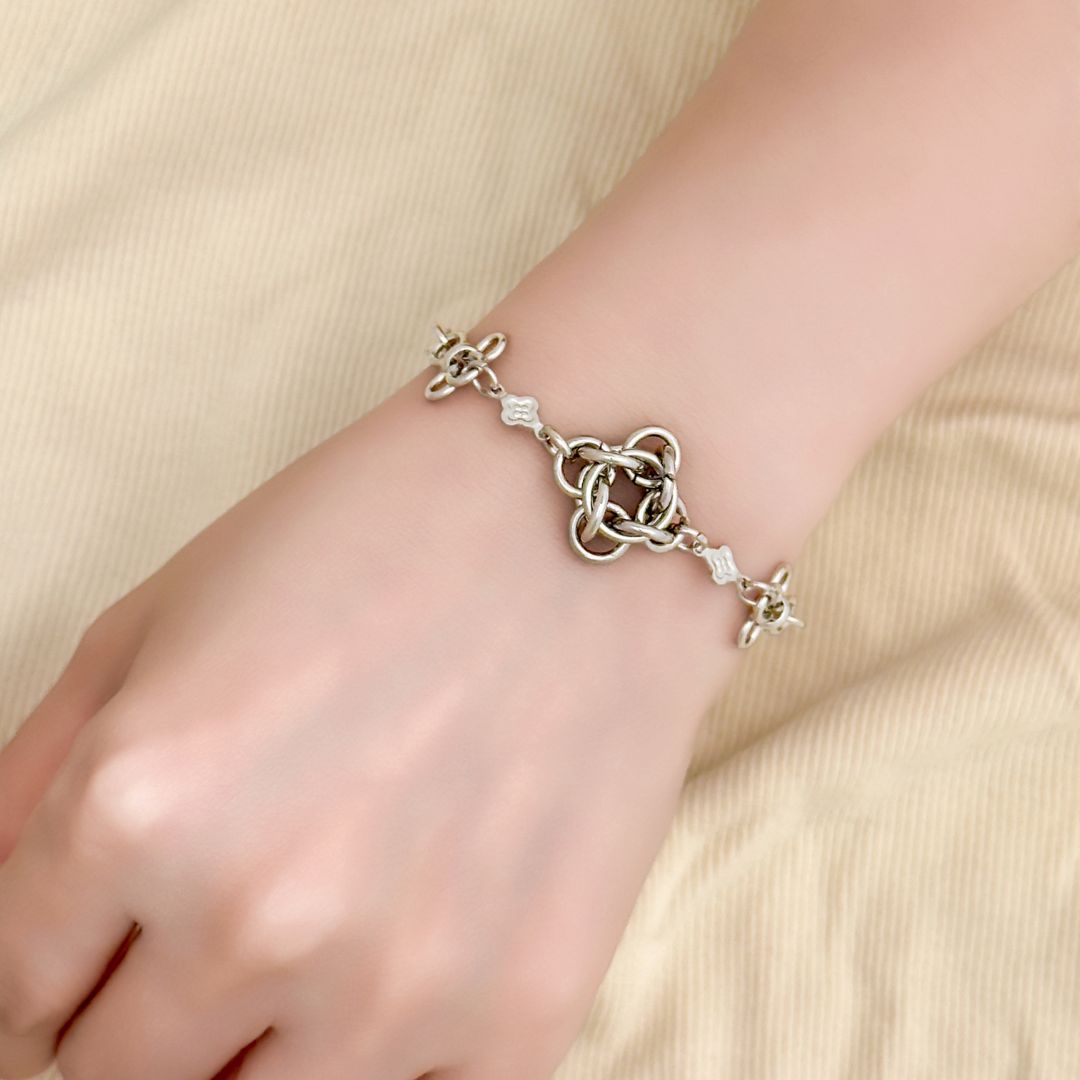 Gio Chainmail Clover Bracelet - Silver
