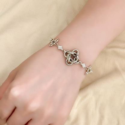 Gio Chainmail Clover Bracelet - Silver