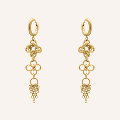Gio Chainmail Clover Hoop Earring - Gold