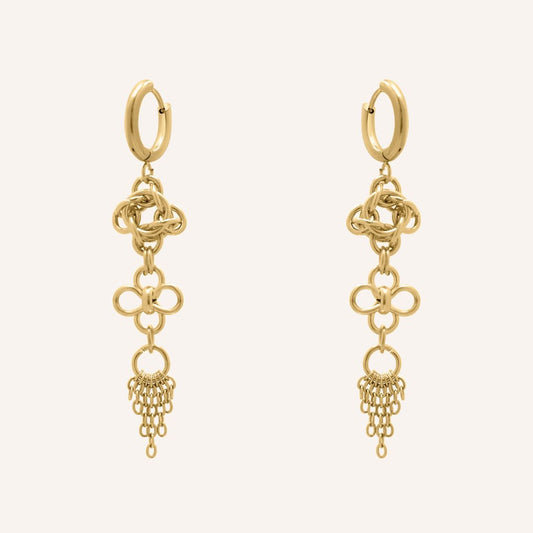 Gio Chainmail Clover Hoop Earring - Gold