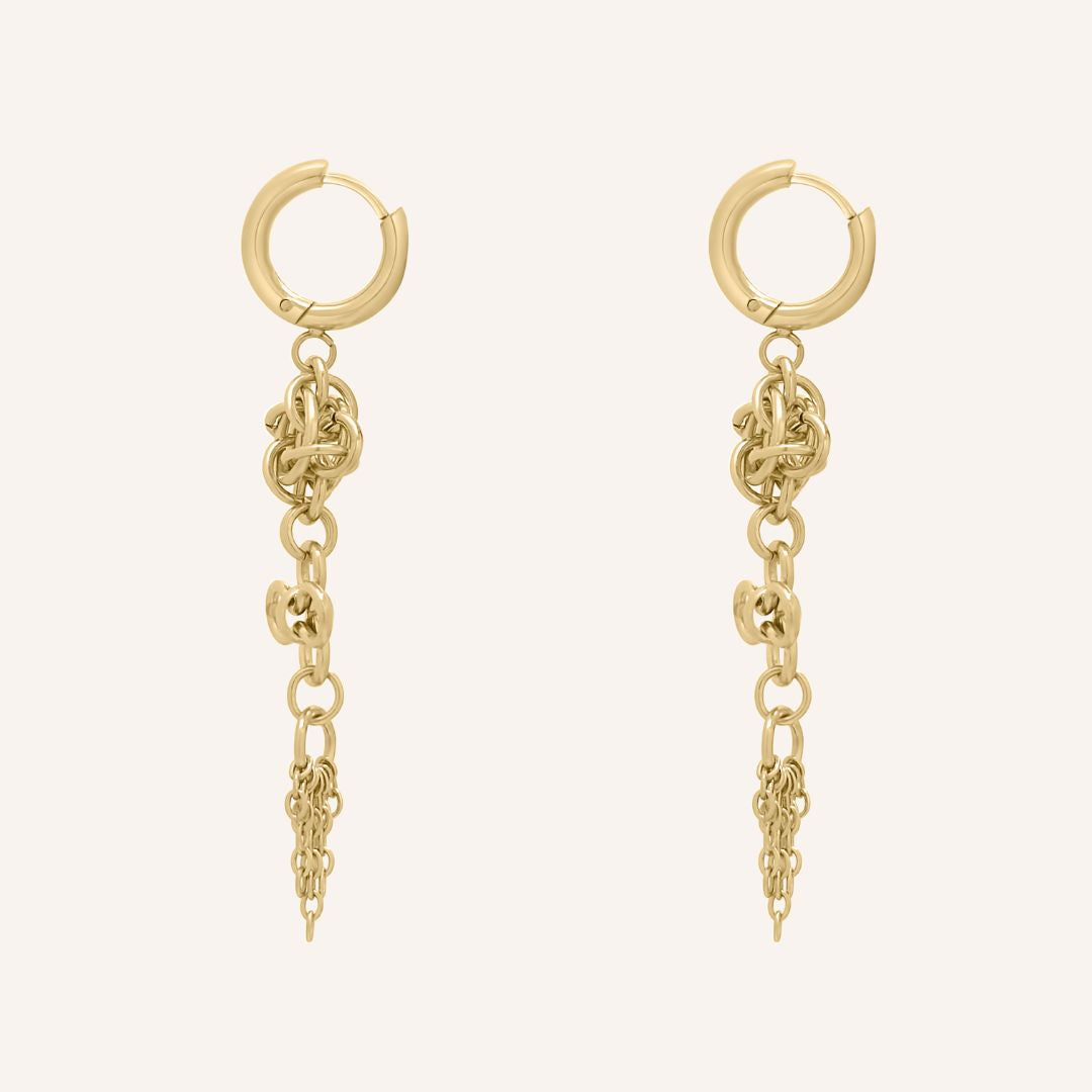 Gio Chainmail Clover Hoop Earring - Gold