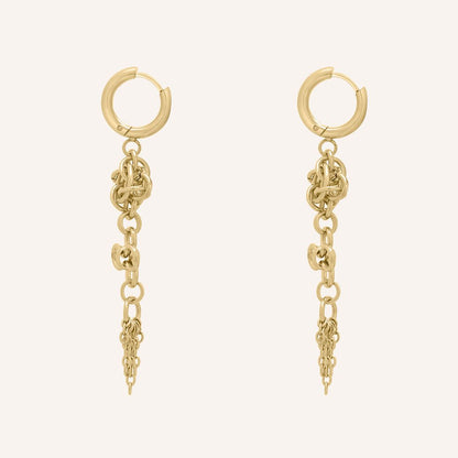 Gio Chainmail Clover Hoop Earring - Gold