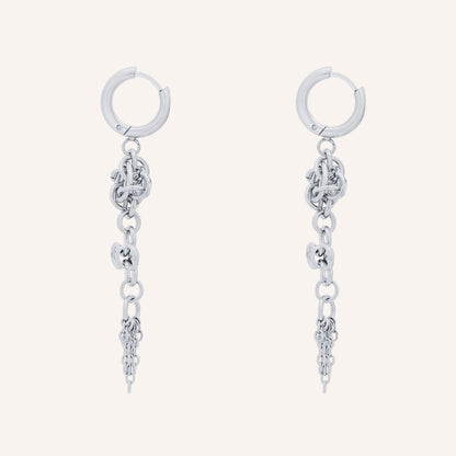 Gio Chainmail Clover Hoop Earring - Silver