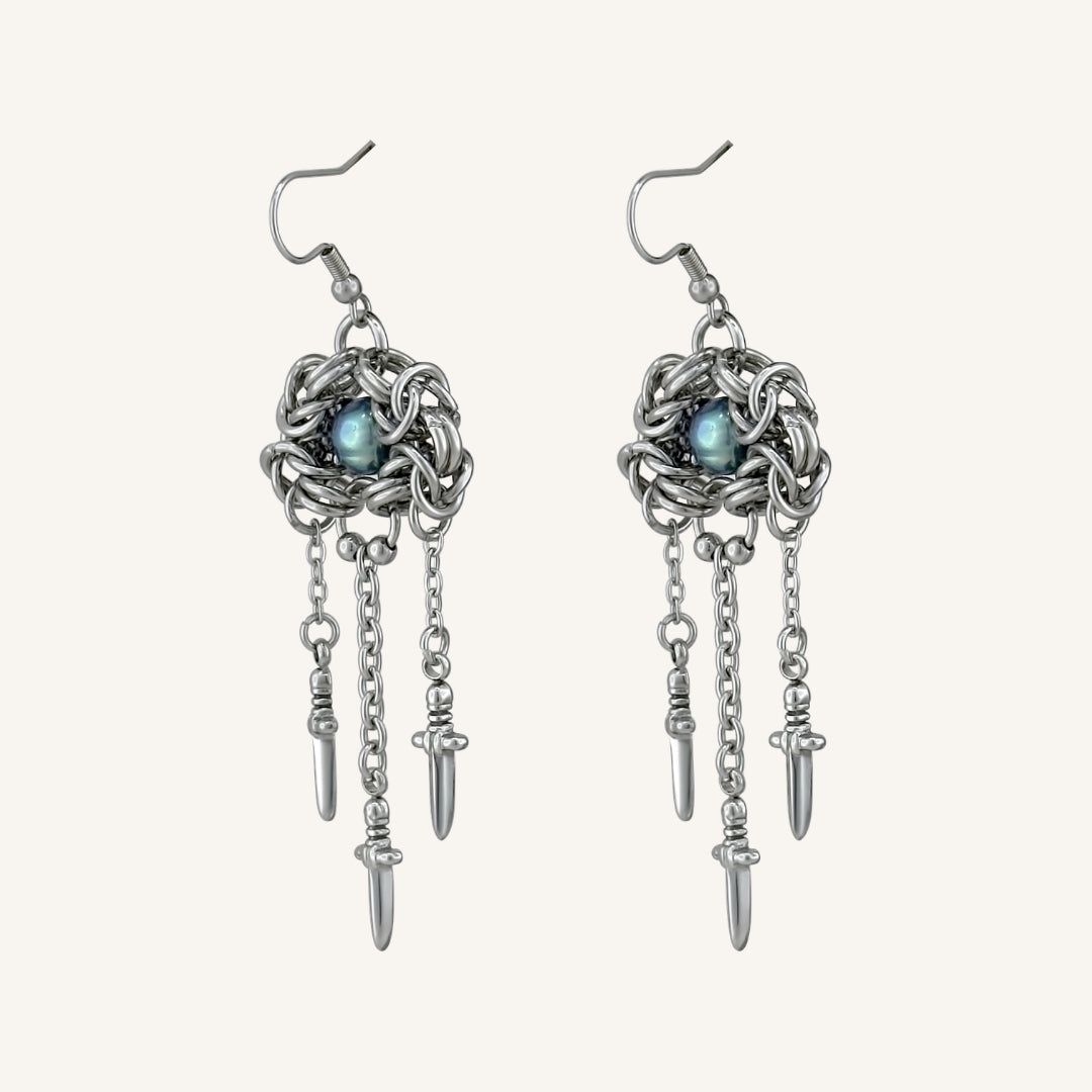 Glover Chainmail Pearl Sword Hook Earring