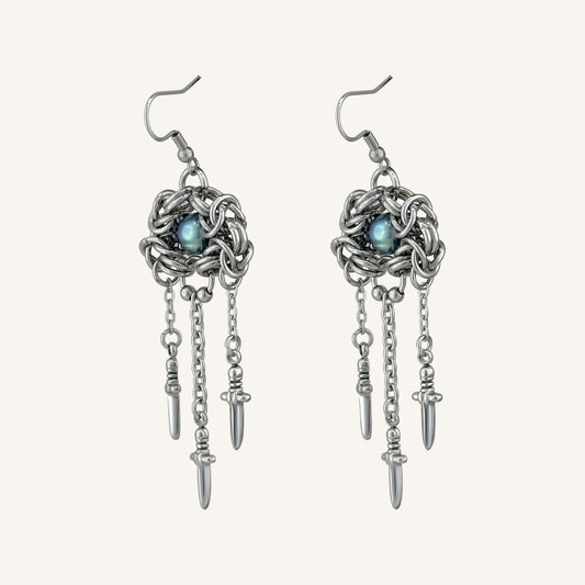 Glover Chainmail Pearl Sword Hook Earring