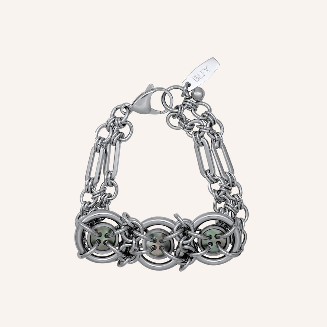Govan Shell Button Chainmail Bracelet - BLFX