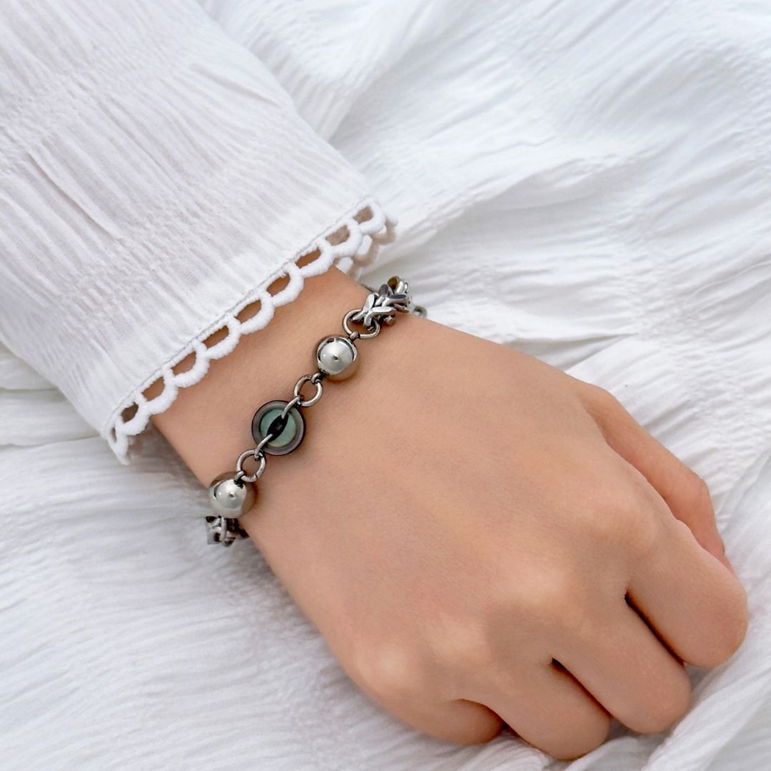 Grayson Shell Eye Button Chain Bracelet - BLFX