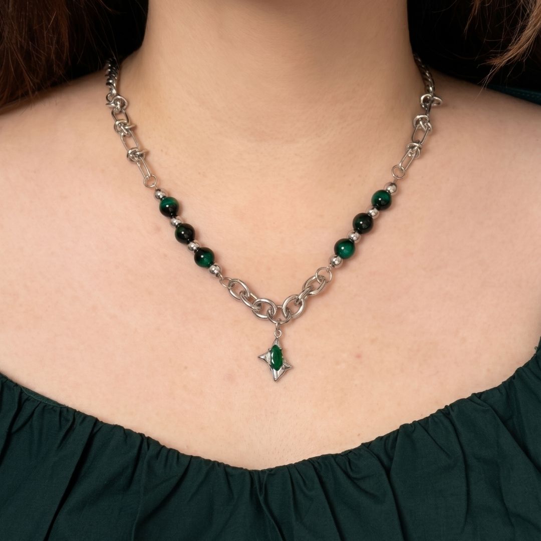 Gunnar Green Star Hybrid Chain Necklace - BLFX
