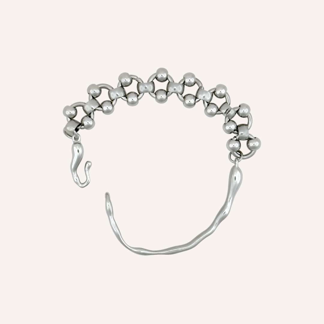 Gunther Half Cuff and Chain Bead Bracelet - BLFX