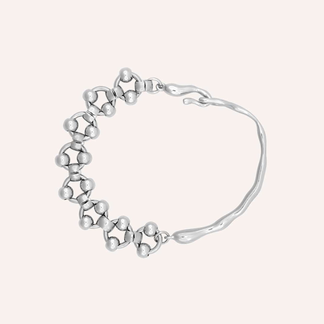 Gunther Half Cuff and Chain Bead Bracelet - BLFX