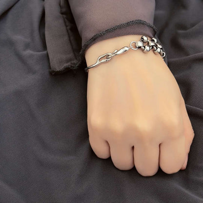 Gunther Half Cuff and Chain Bead Bracelet - BLFX