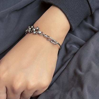 Gunther Half Cuff and Chain Bead Bracelet - BLFX