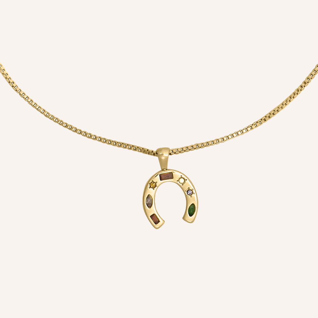 Gus Horseshoe Gem Necklace (Gold)
