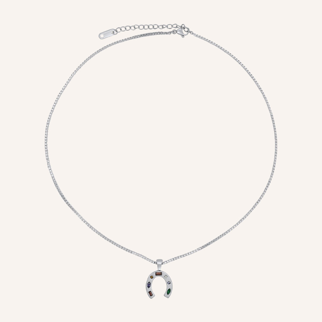 Gus Horseshoe Gem Necklace (Silver)