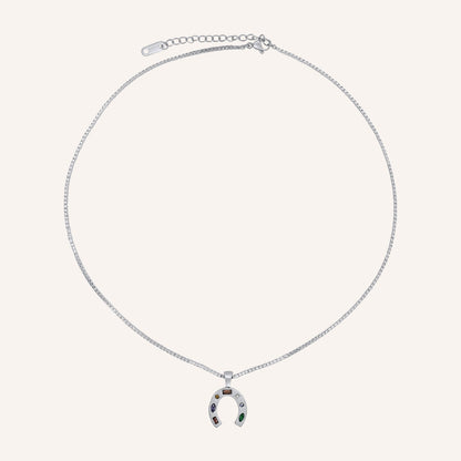 Gus Horseshoe Gem Necklace (Silver)