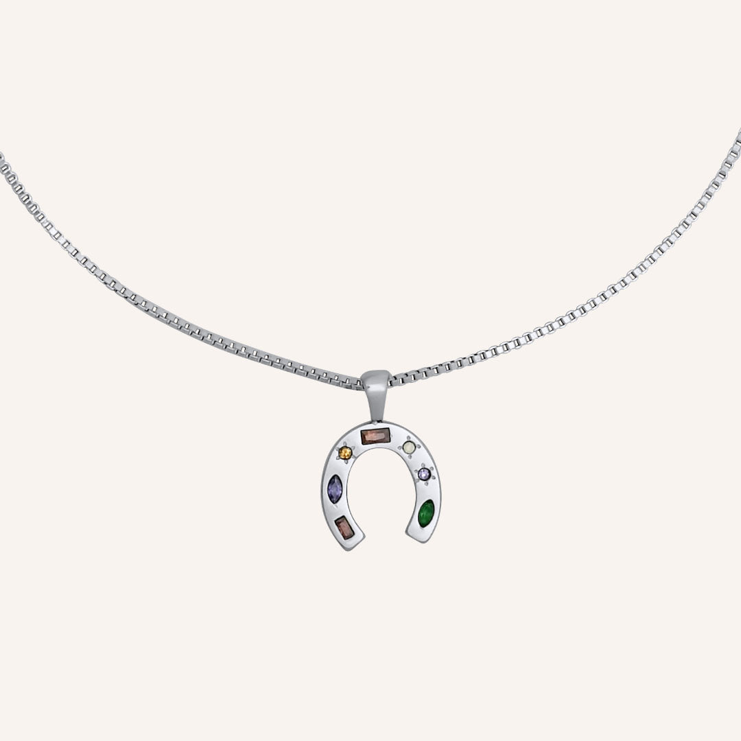 Gus Horseshoe Gem Necklace (Silver)