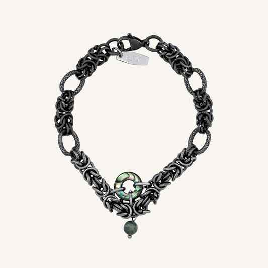Halle Abalone Chainmail Bracelet (Smoke)