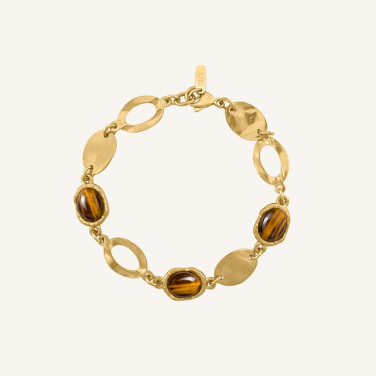 Harvester Brown Tiger Eye Bracelet (Gold)