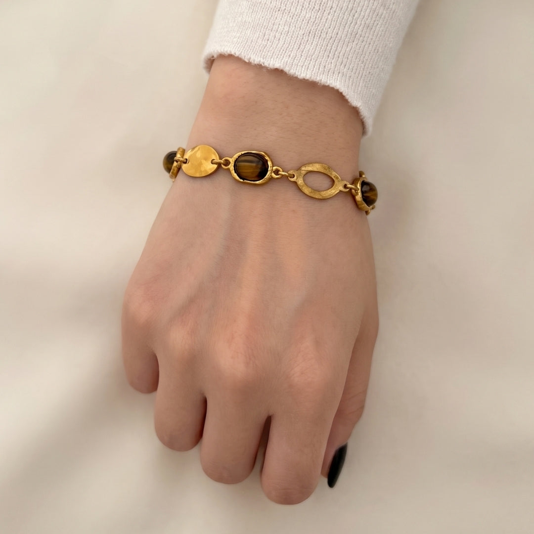 Harvester Brown Tiger Eye Bracelet (Gold)