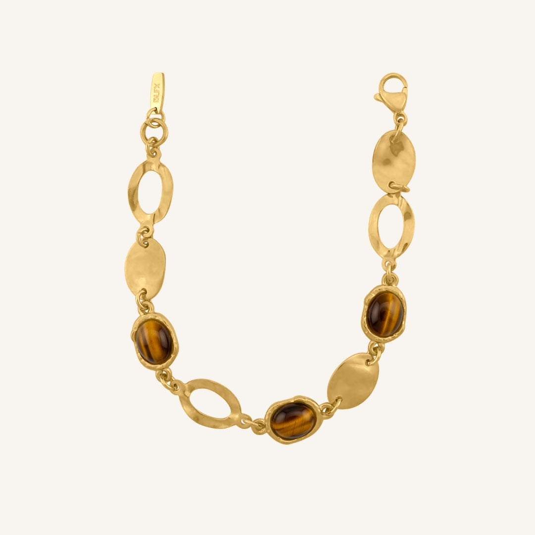 Harvester Brown Tiger Eye Bracelet (Gold)