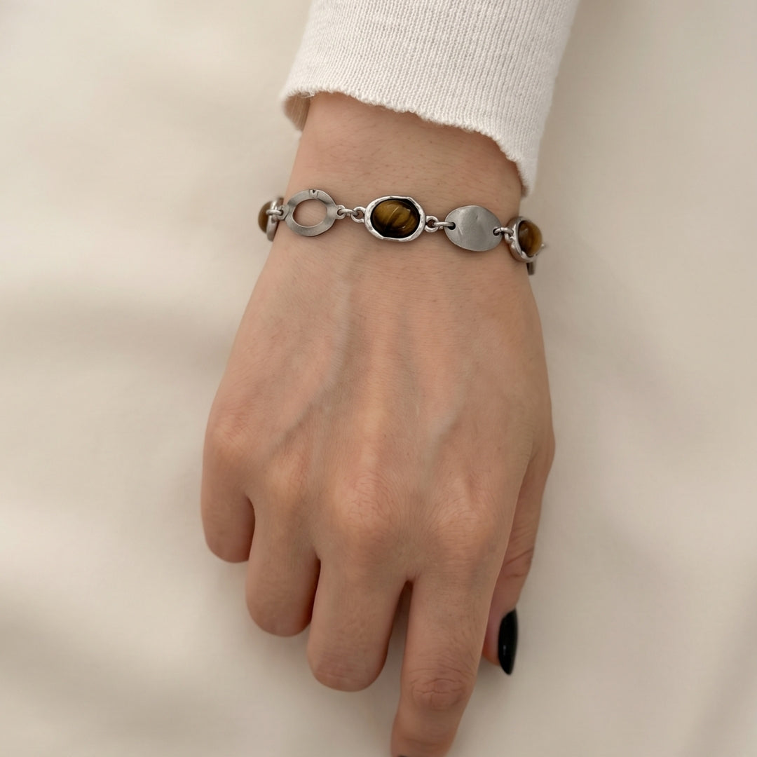 Harvester Brown Tiger Eye Bracelet (Silver)