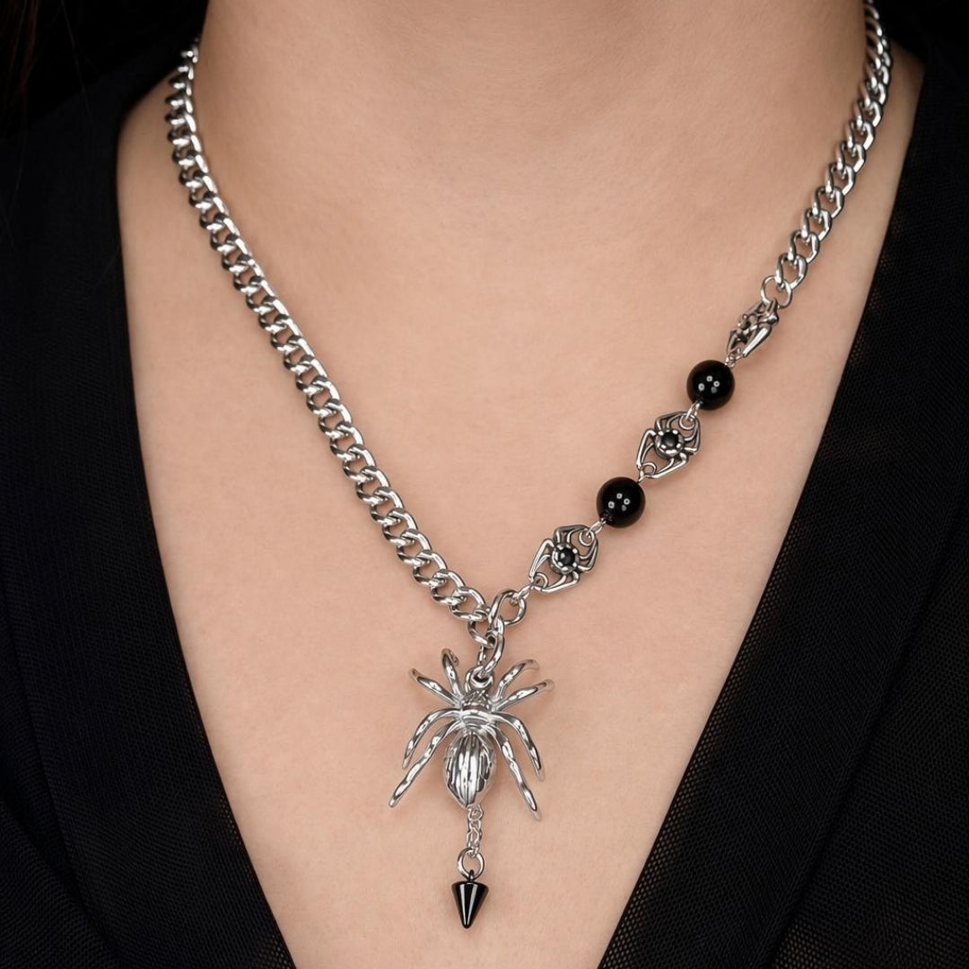Helob Spider Obsidian Necklace