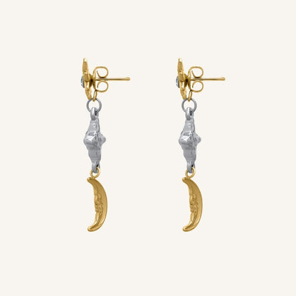 Hoda Front and Back Star Moon Earring (Duo Tone)