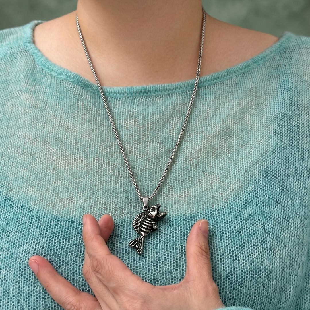 Humaid Fish Bone Long Necklace