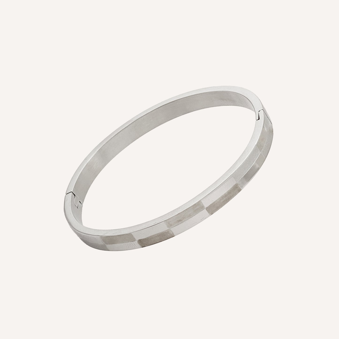 Jiro Checker Bangle 6mm - Silver