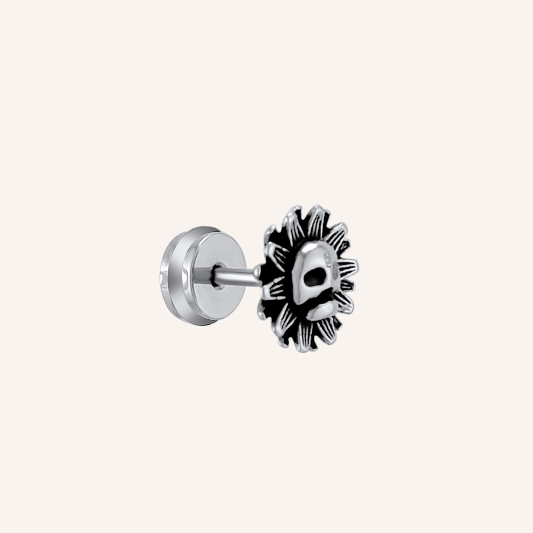 Kaden Skull Sun Flat Back Stud Earring - single