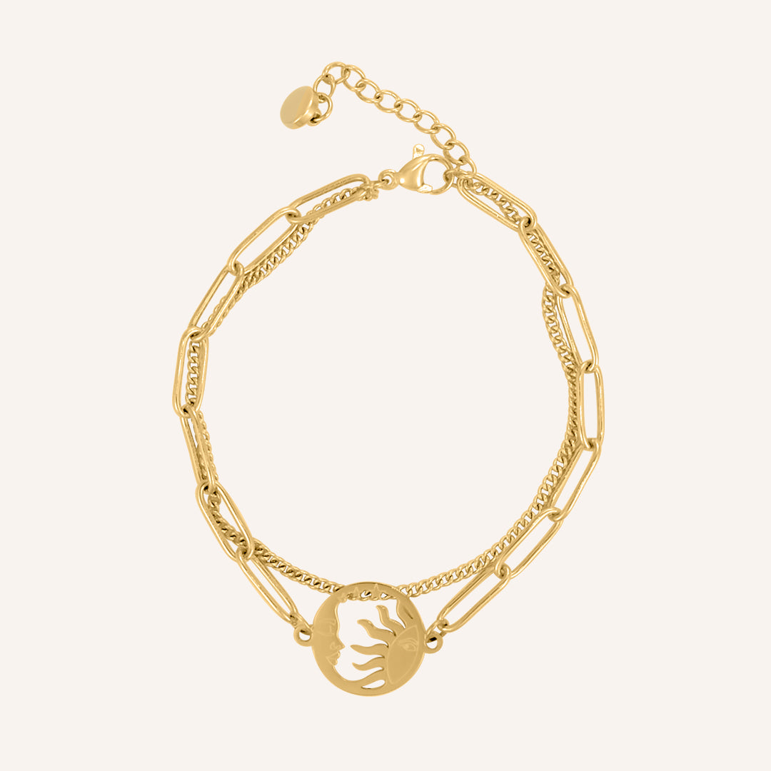 Karina Moon and Sun Layered Chain Bracelet - Gold
