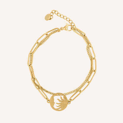 Karina Moon and Sun Layered Chain Bracelet - Gold