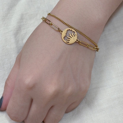 Karina Moon and Sun Layered Chain Bracelet - Gold