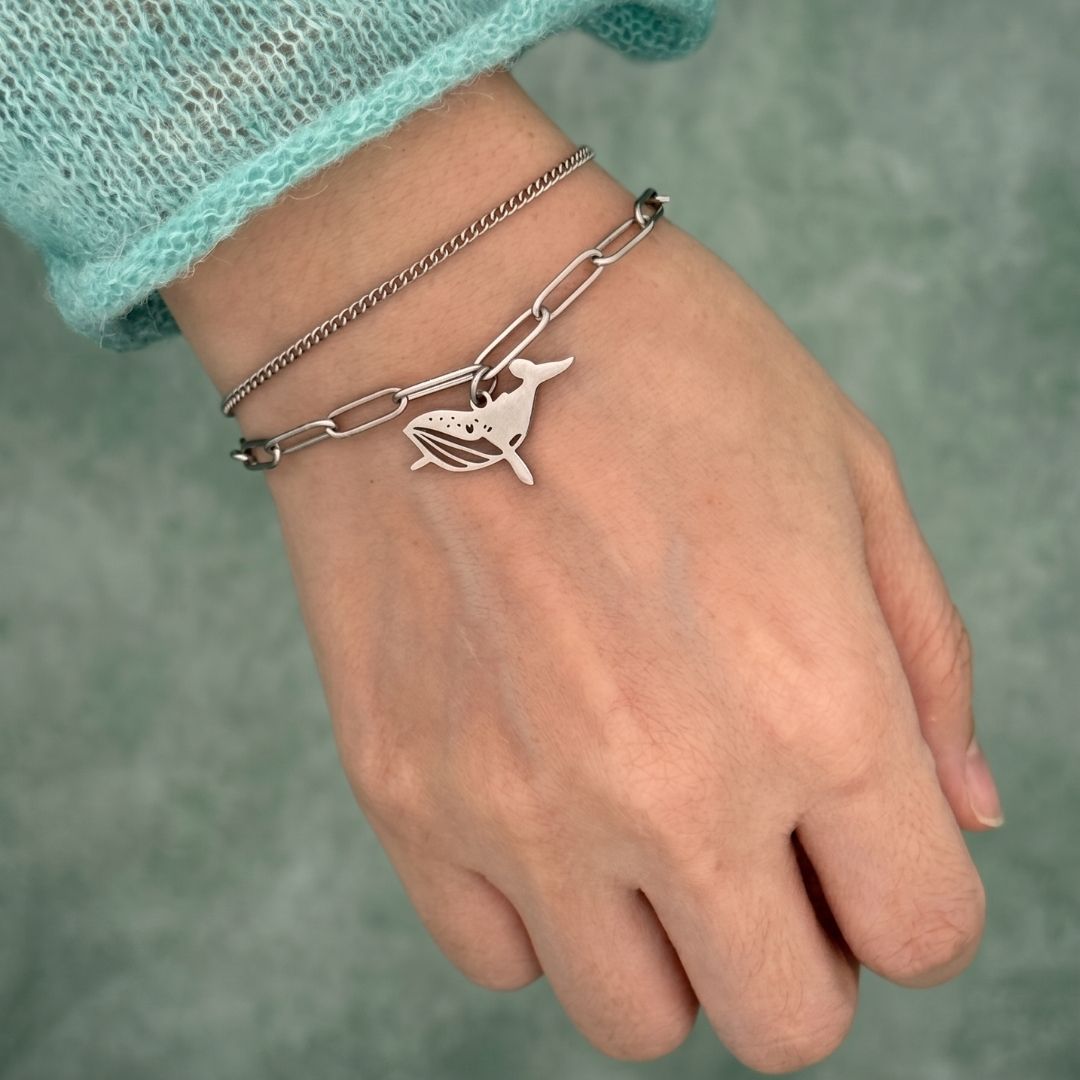 Keiko Whale Layered Bracelet (Silver)