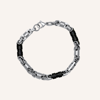 Kellen Duo Tone Tube Hybrid Chain Bracelet - Black Silver