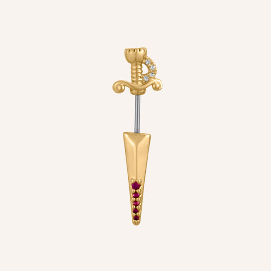 Leighton Sword Front and Back Stud Earrings - Gold