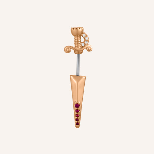 Leighton Sword Front and Back Stud Earrings - Rose Gold