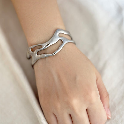 Lennon Lava Drip Cuff - Silver