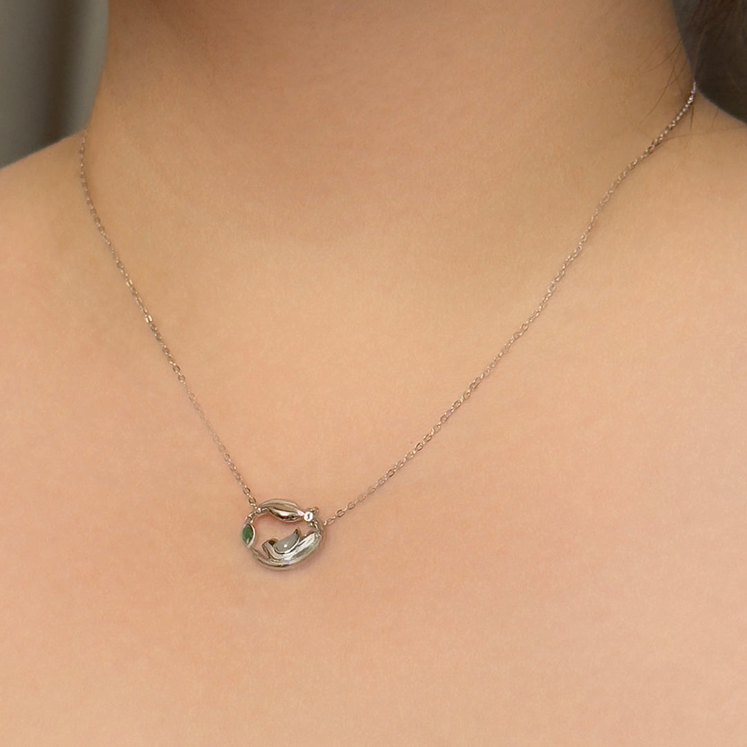 Libby Bird and Leaf Necklace