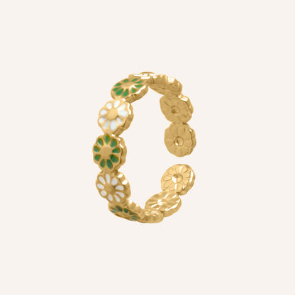 Llewelyn Daisy Ring - Green and white