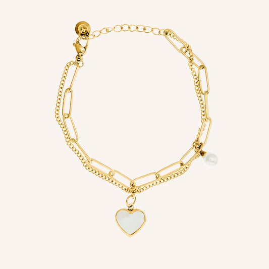 Love Shell Drop Chain Bracelet - Gold